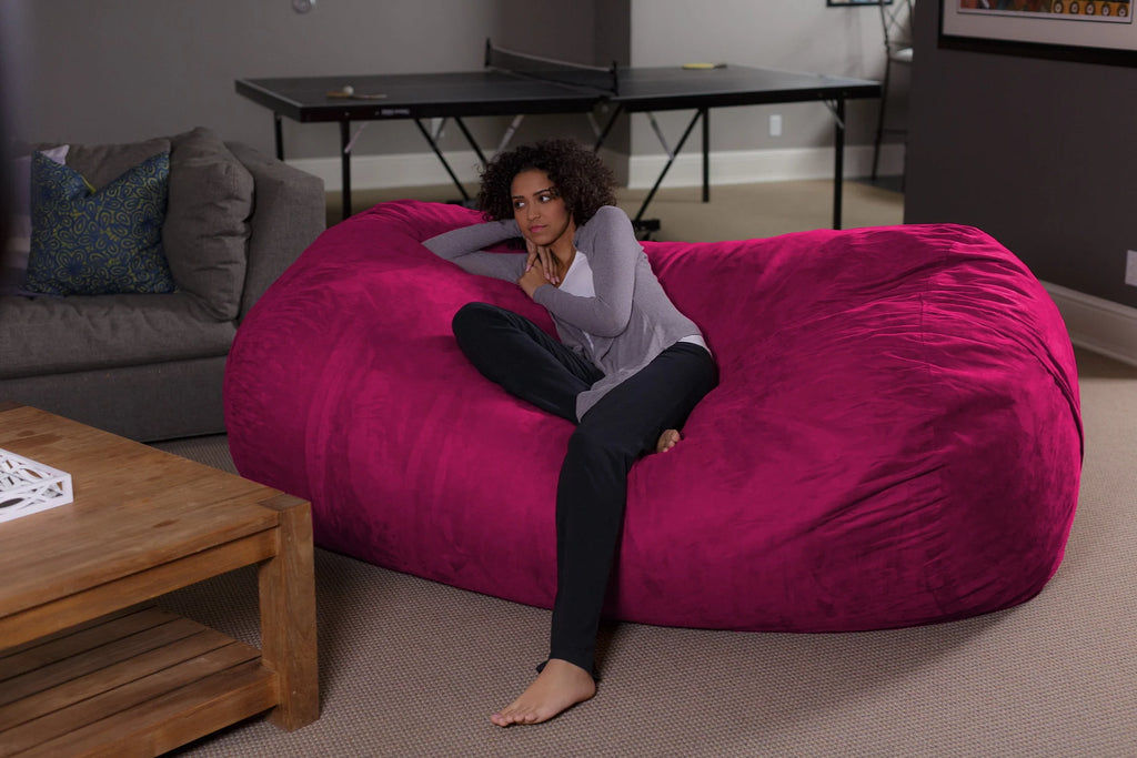 Charcoal 7.5 ft Memory Foam Bean Bag Chair Q41064