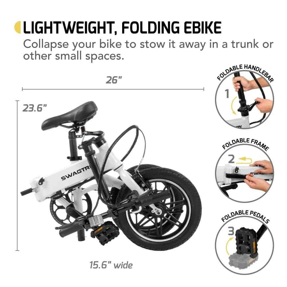 Lightweight Aluminum Folding eBike, White U59673