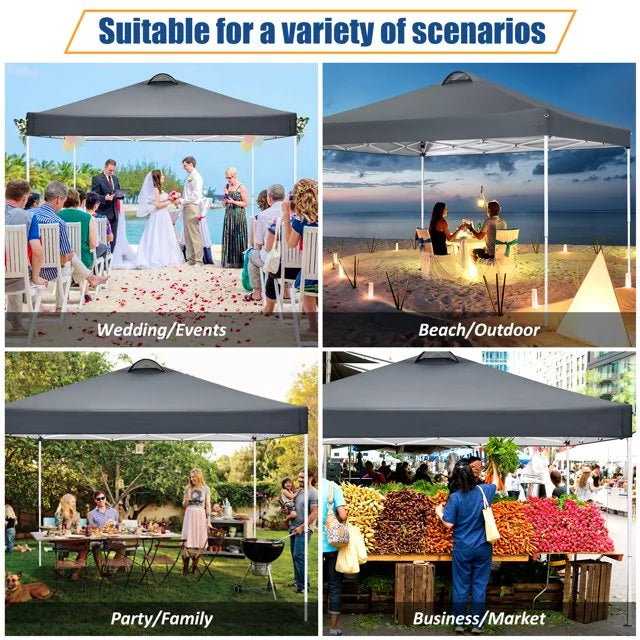10'x10' Pop up Canopy Tent with 4 Side Walls and Carry Bag Z9516