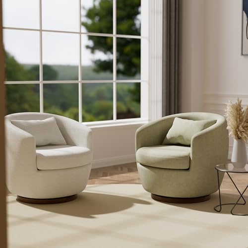 Blue Swivel Barrel Chairs Set of 2 Fabric L7624
