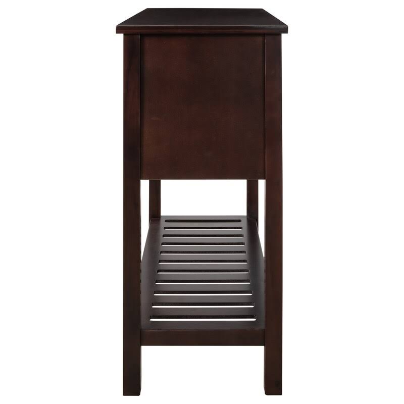 Solid Wood Console Table with 4 Drawers and Slatted Shelf H784