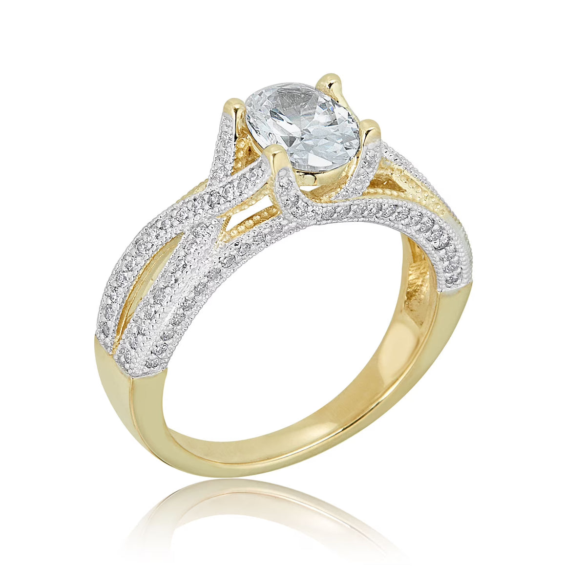 10K Yellow Gold Oval-shaped 1.25 Carat Simulated Diamond CZ Ring R539502
