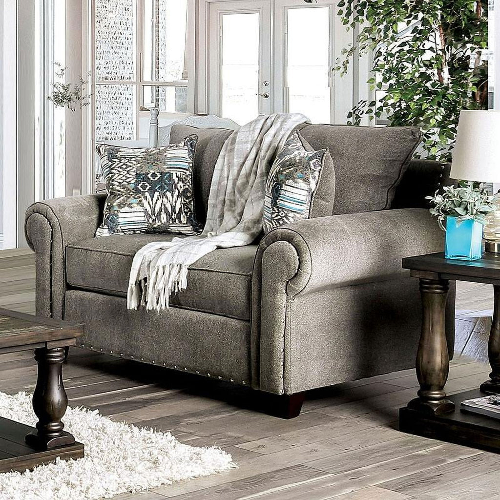 Gray Chenille Sofa and Loveseat C93920