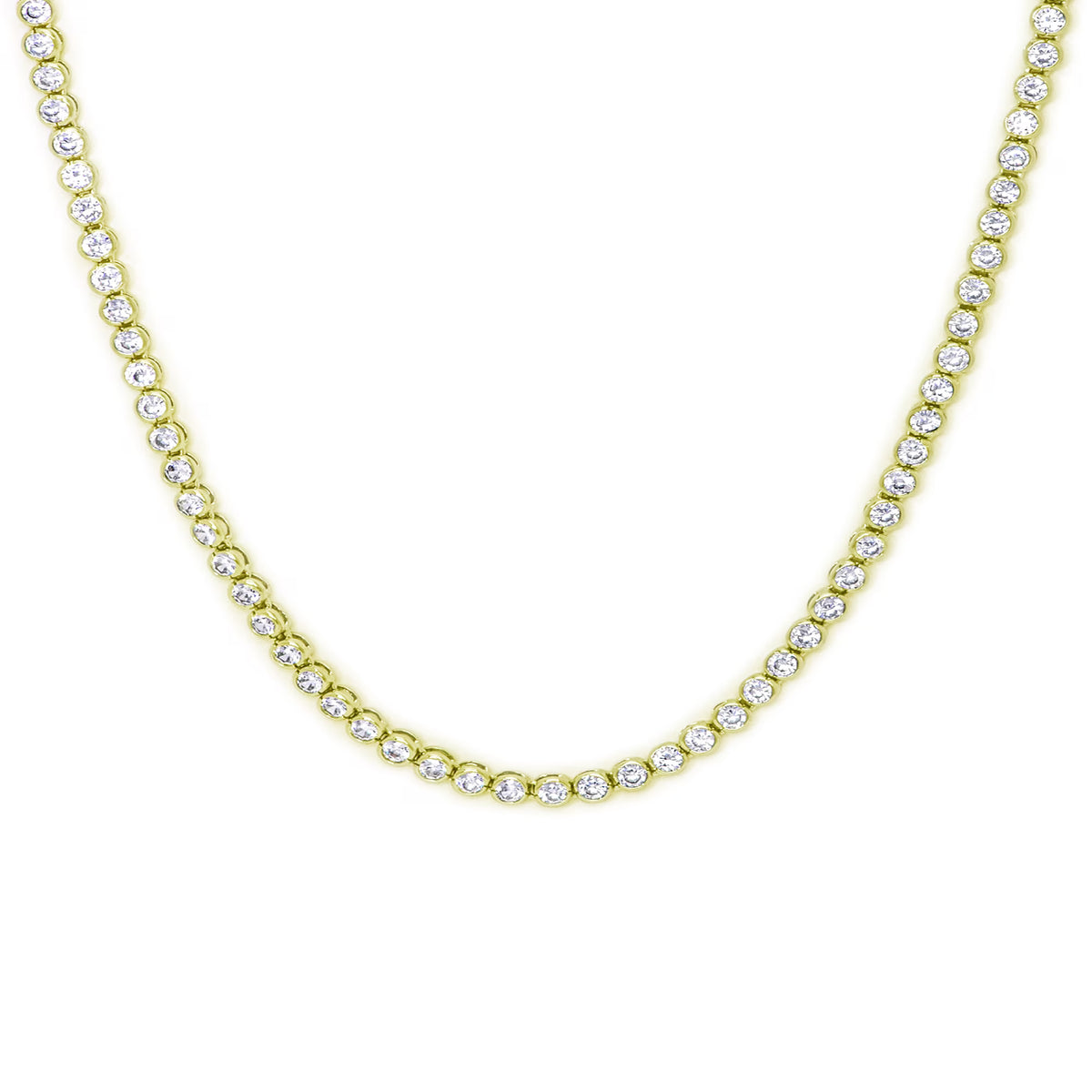 14k Gold Plated Cubic Zirconia Bezel Link Necklace E399