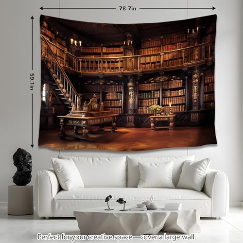 Medieval Bookshelf Tapestry Wall Hanging F670871