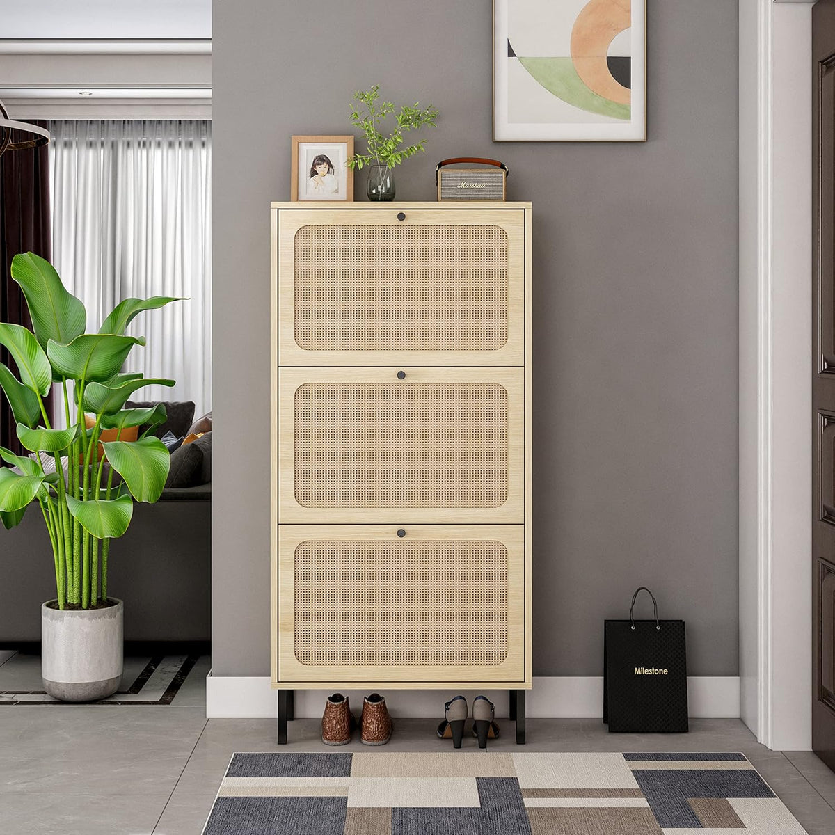 White Freestanding Slim Storage Cabinet J160