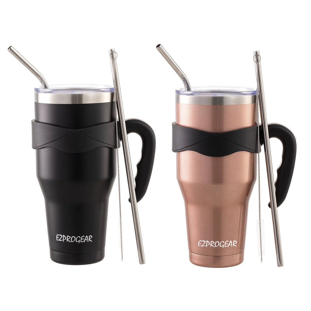 40 oz 2 Pack Stainless Steel Double Wall Vacuum Insulated Tumbler with Handle and Straws Z5579