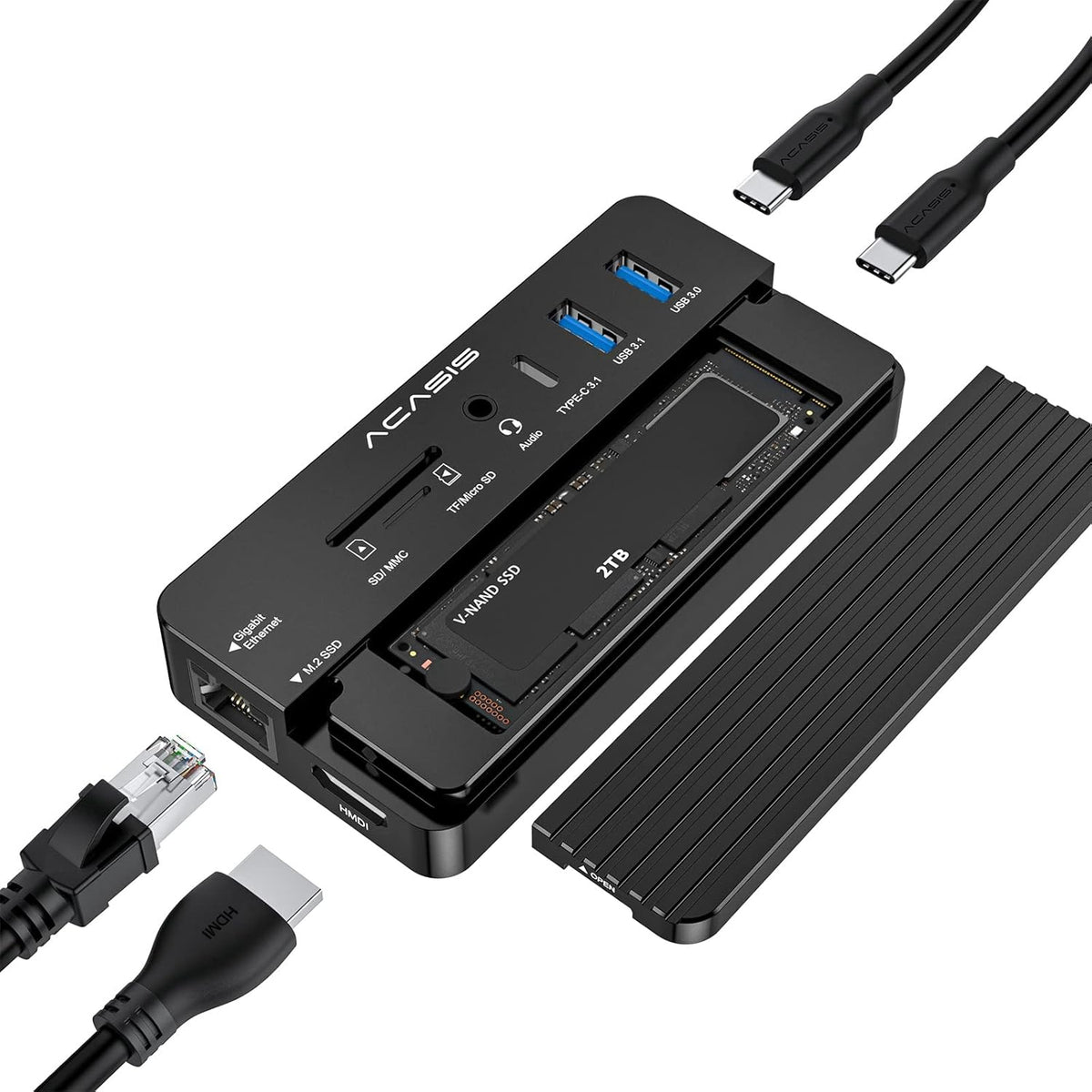 10-in-1 USB-C Docking Station with M.2 NVMe and SATA SSD Enclosure D271