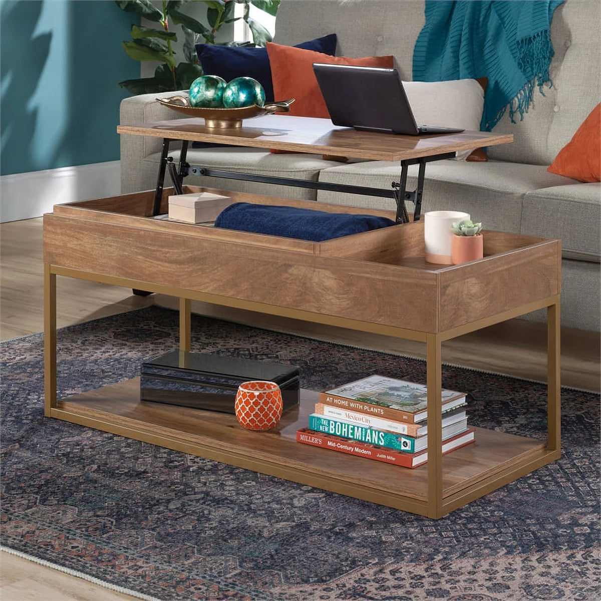 Modern Engineered Wood Lift-Top Coffee Table in Brown S54137