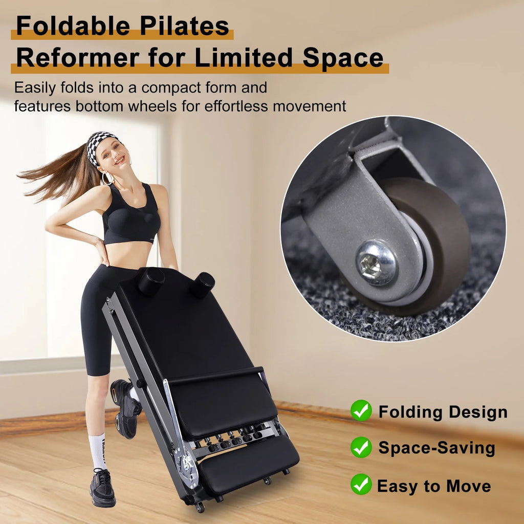 Foldable Pilates Reformer Machine with Spring S3135