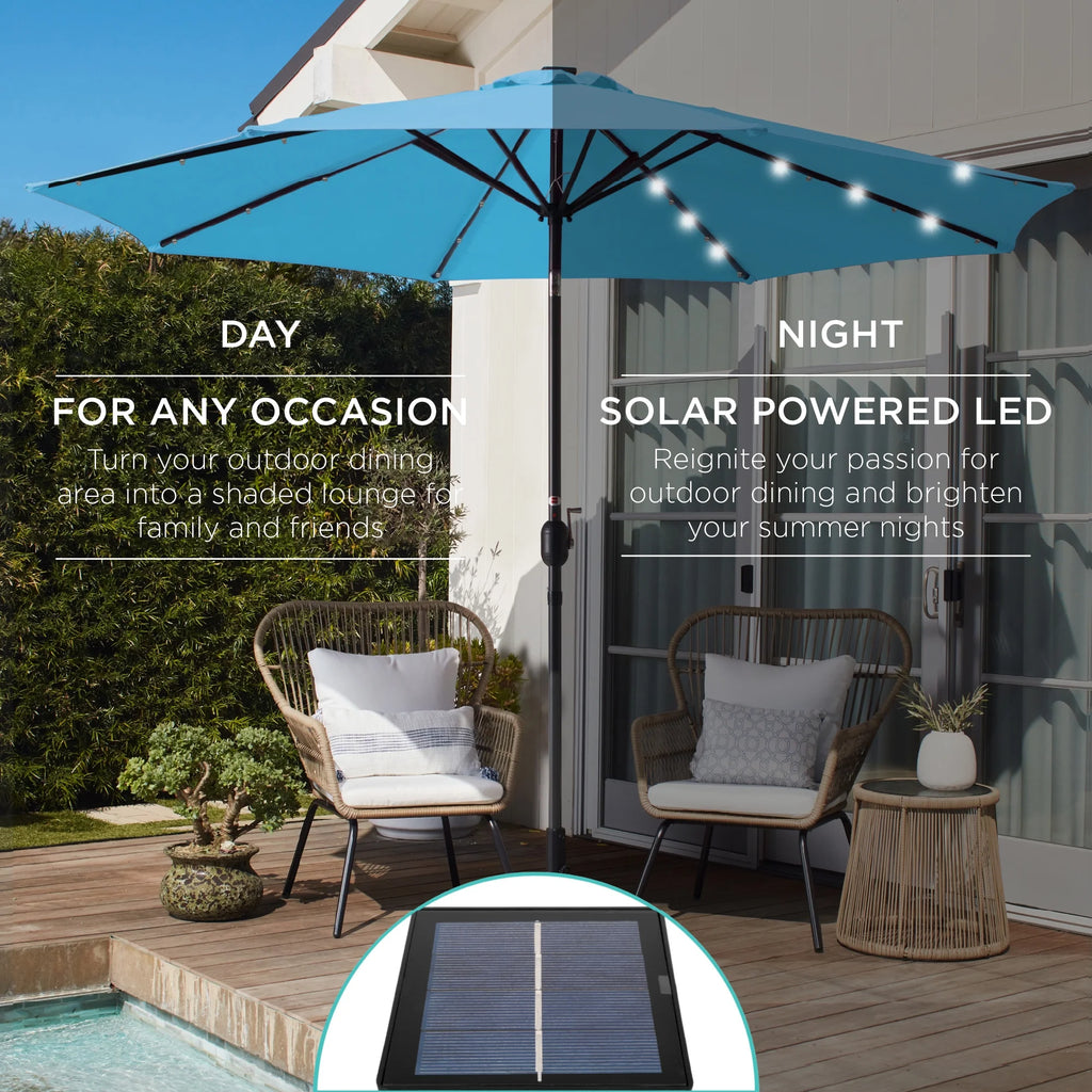 10ft Solar LED Lighted Patio Umbrella with Tilt Adjustment U48626
