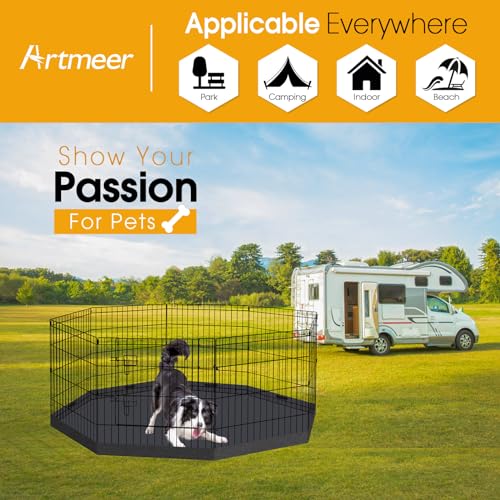 Black 8 Panel 24 Inch Pet Playpen A56281