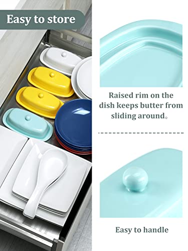 8 Inch White Ceramic Butter Dish with Lid Y20302