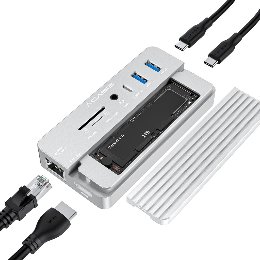 10-in-1 USB-C Docking Station with M.2 NVMe and SATA SSD Enclosure D271