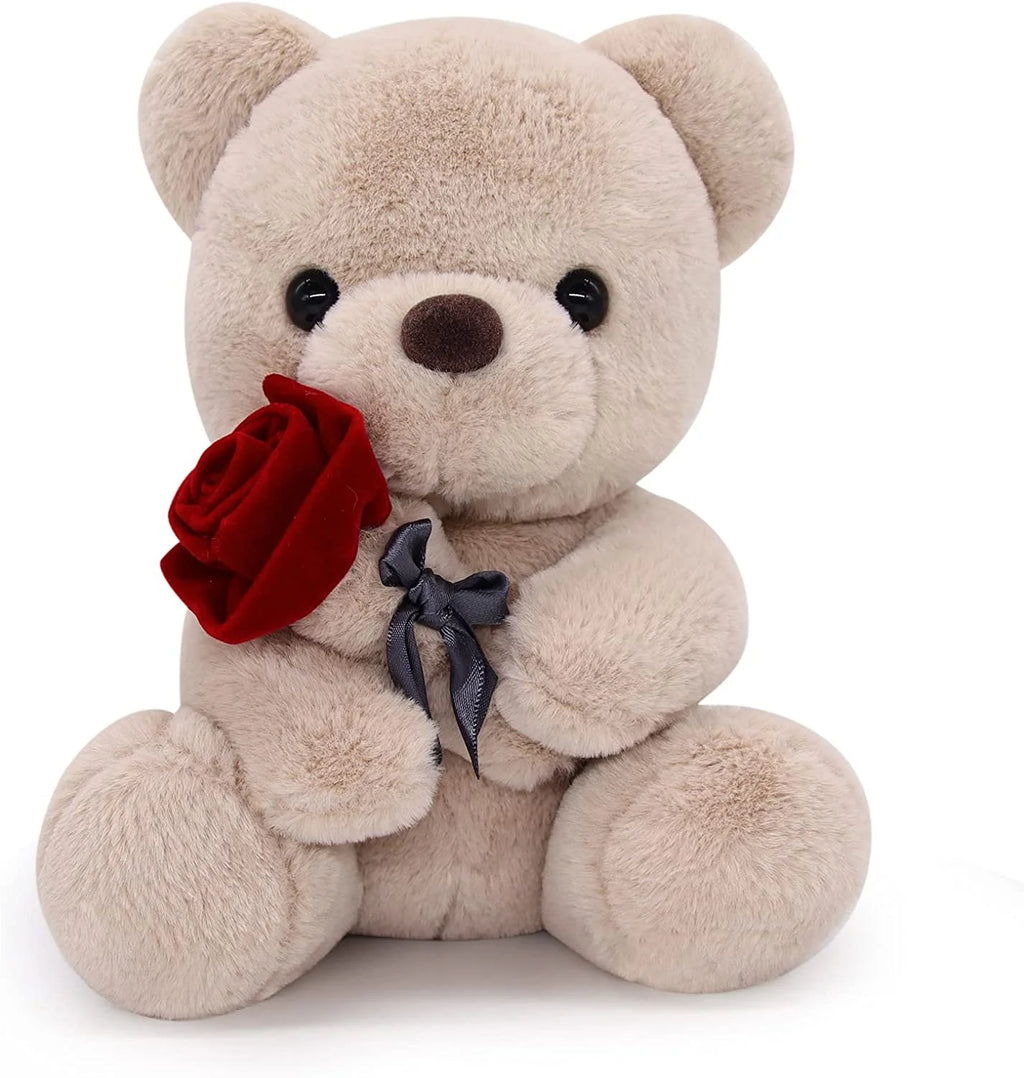 10 Inch Teddy Bear Plush Stuffed Animal with Rose Z686