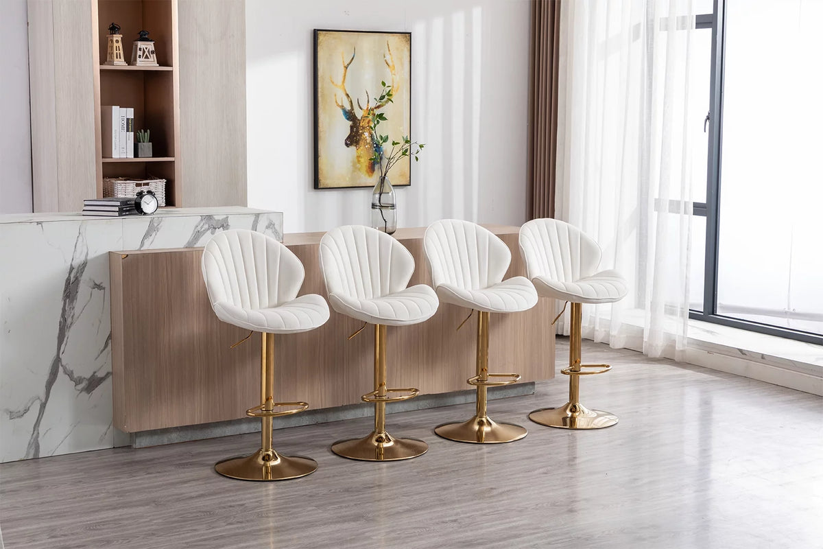 Velvet Upholstered Swivel Bar Stools Set of 2 T44293