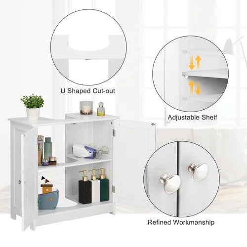 White Under Sink Bathroom Vanity Cabinet with Shelves M314