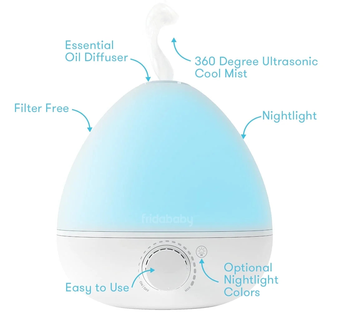 3 in 1 Cool Mist Humidifier Vaporizer Diffuser Nightlight White D968