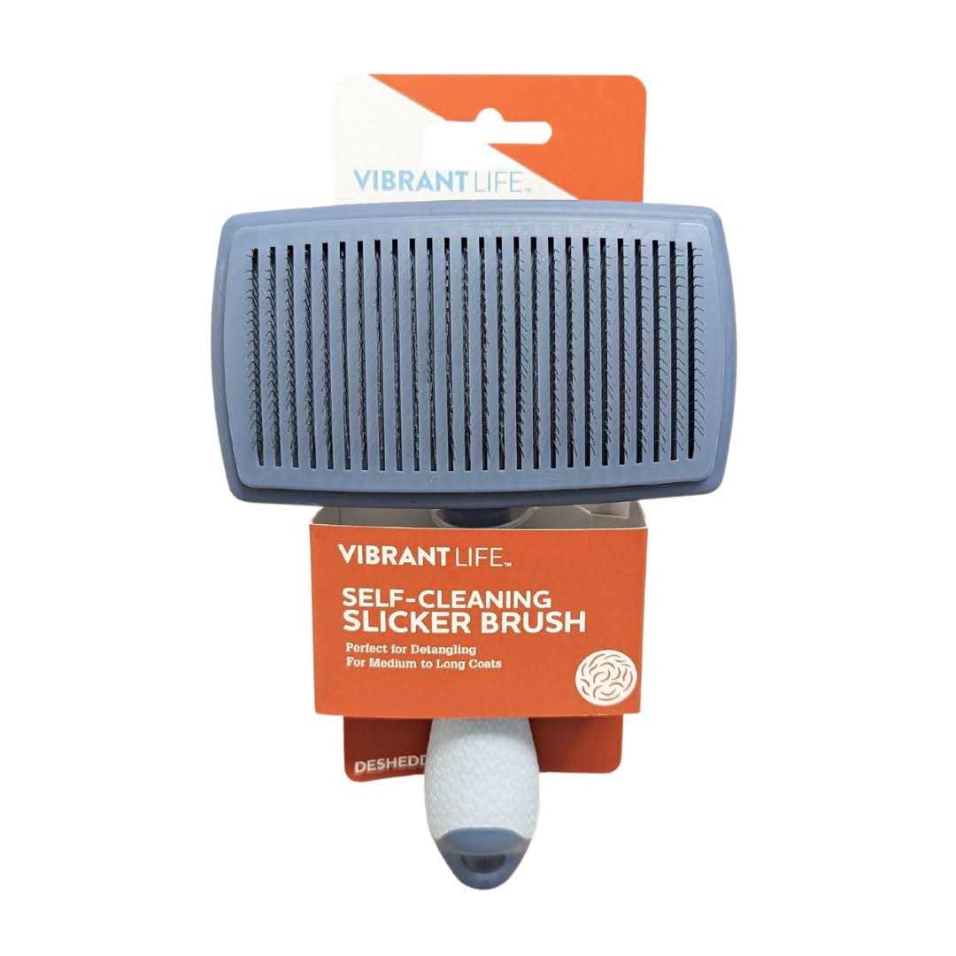 Self Cleaning Dog Slicker Brush with Non-Slip Handle J394499