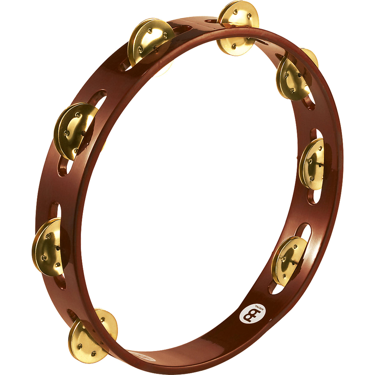 African Wood Tambourine with Brass Jingles P568
