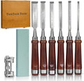 8 Piece Wood Chisel Set with Walnut Handles, Chrome Vanadium Blades, Sharpening Stone, Honing Guide, Wooden Storage Case V909053