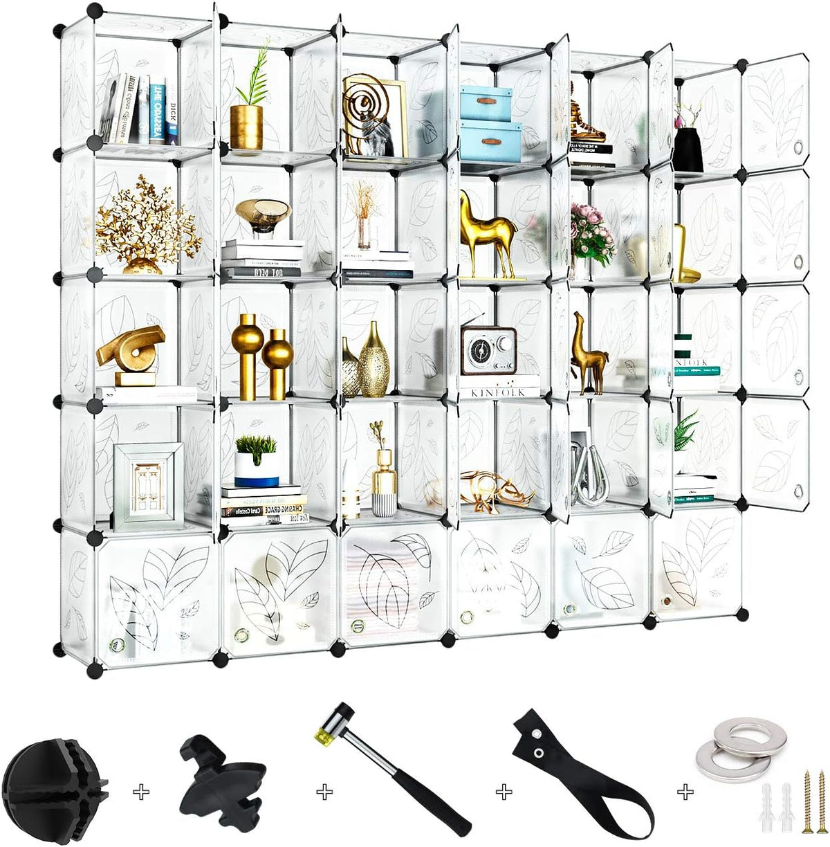 White 30-Cube Plastic Storage Organizer with Doors A38697