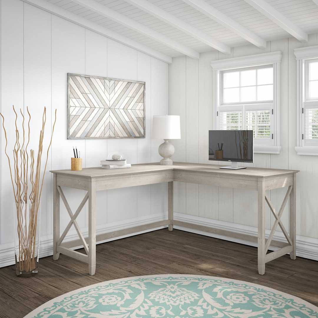 60W L Shaped Desk, Cape Cod Gray Q44738