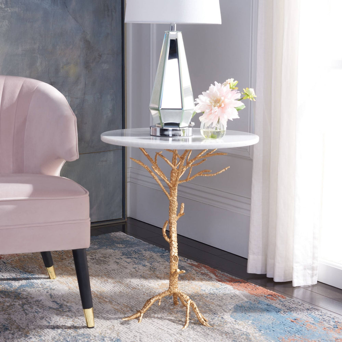 Gold White Accent Table G789