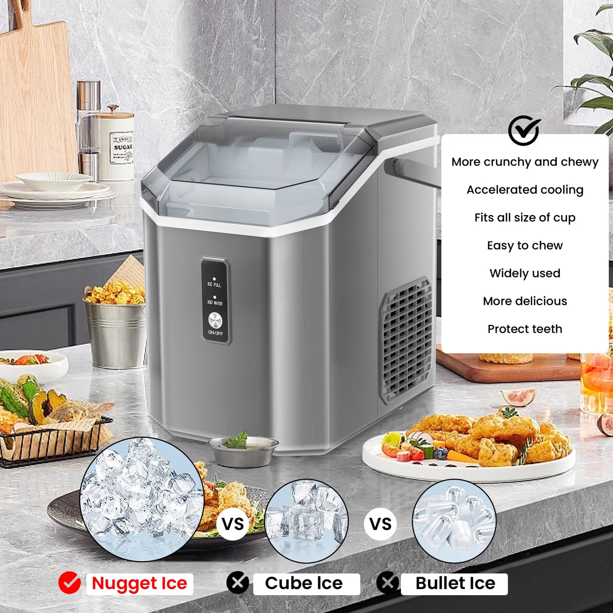 Portable Countertop Nugget Ice Maker 34lbs/24H X965728