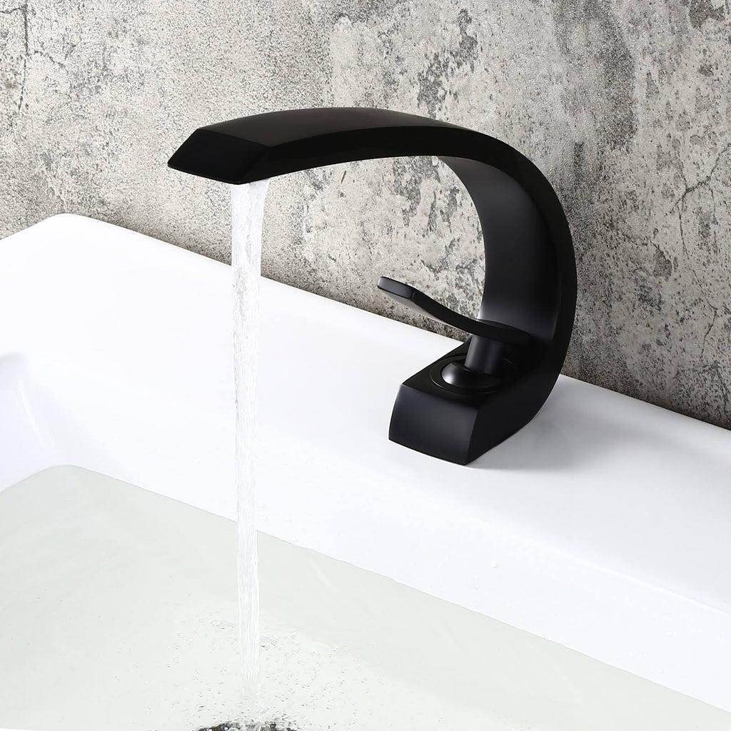 Matte Black 1-Handle Sink Faucet with Pop Up Drain D836