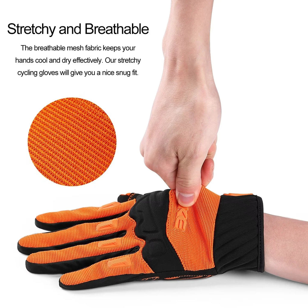 Orange Medium MTB Touchscreen Bike Gloves X832984