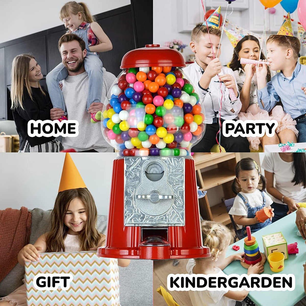 15 Inch Metal Gumball Vending Machine with Stand Q818