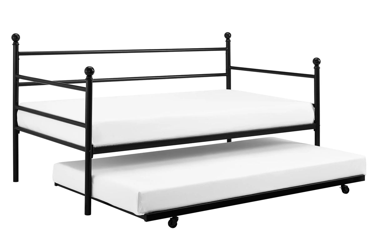 Black Metal Daybed with Trundle, Twin Size Z699