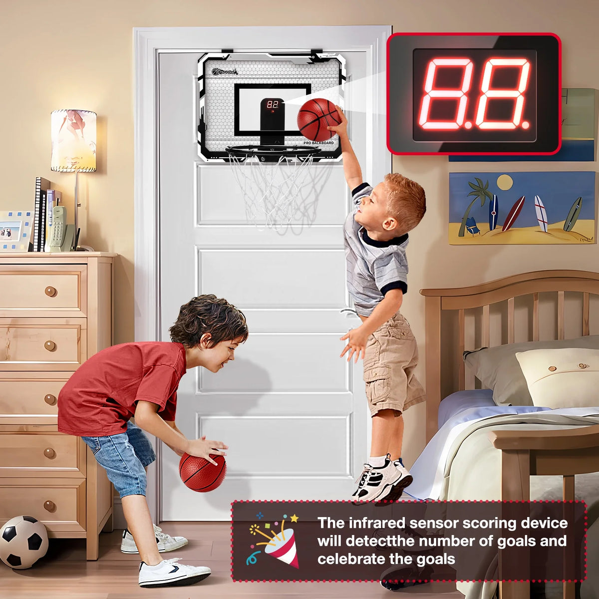 Basketball Hoop Indoor for Kids 15.7" X 11.8" with 3 Balls U130