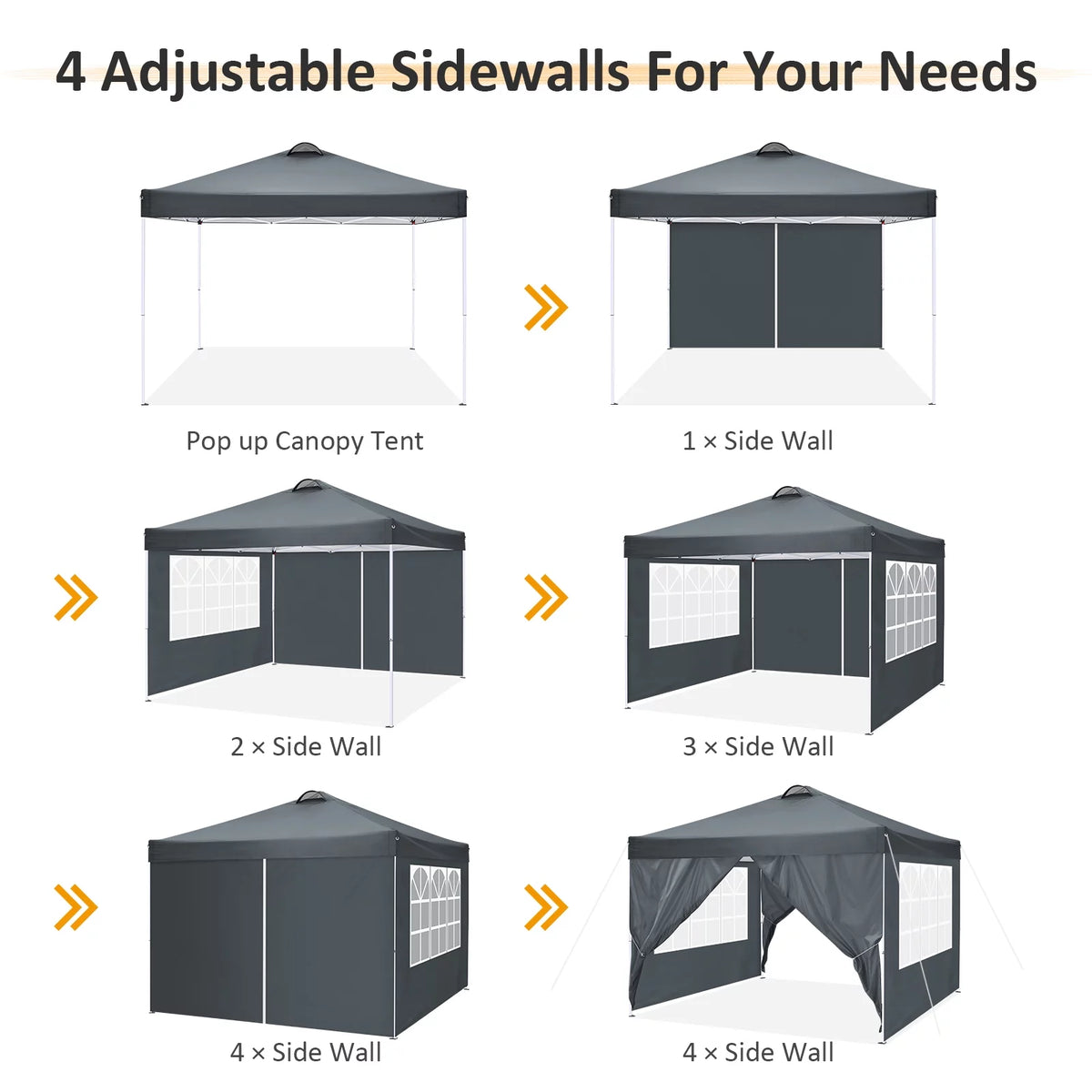 10'x10' Pop up Canopy Tent with 4 Side Walls and Carry Bag Z9516