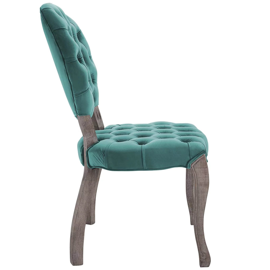 Velvet Fabric Wood Aqua Blue Side Chair F887655