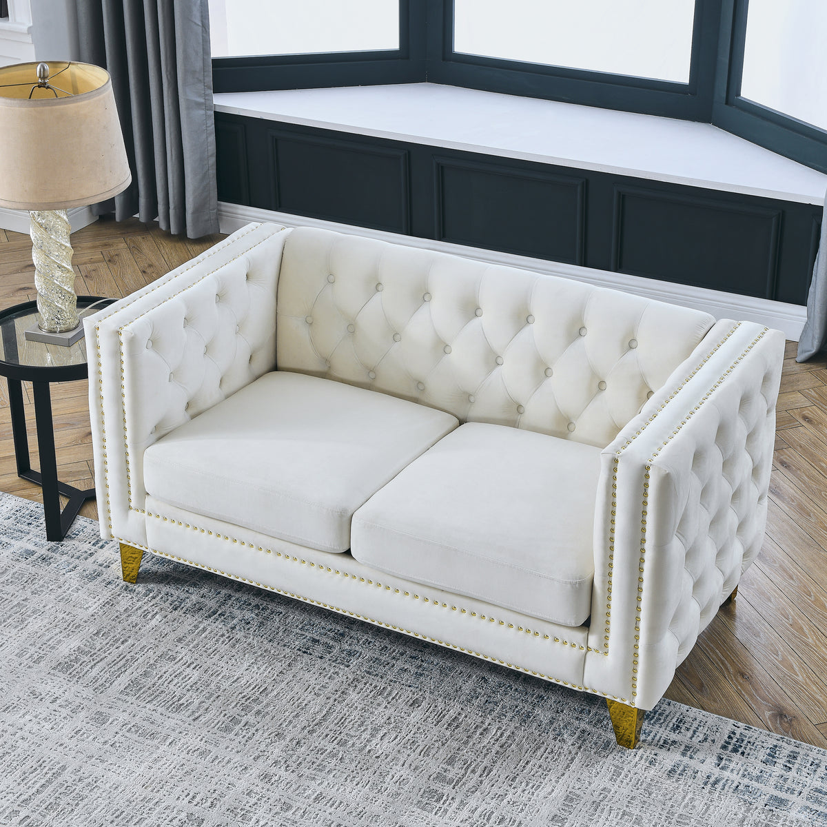 Beige Velvet Sofa M5151