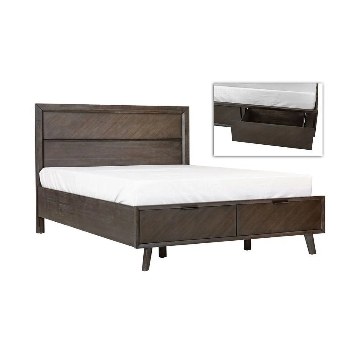 Queen Bed in Dark Brown P731