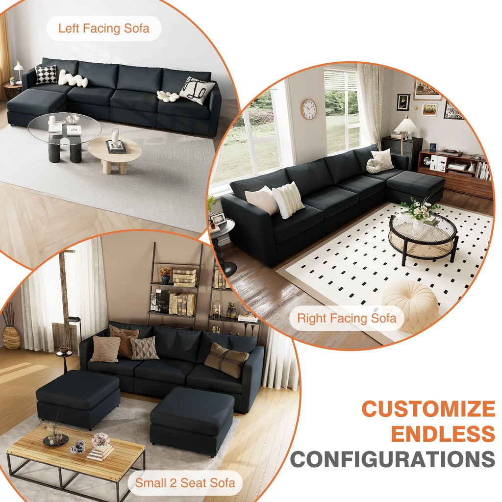 Dark Grey 5 Seat L Shaped Sectional Sofa F176