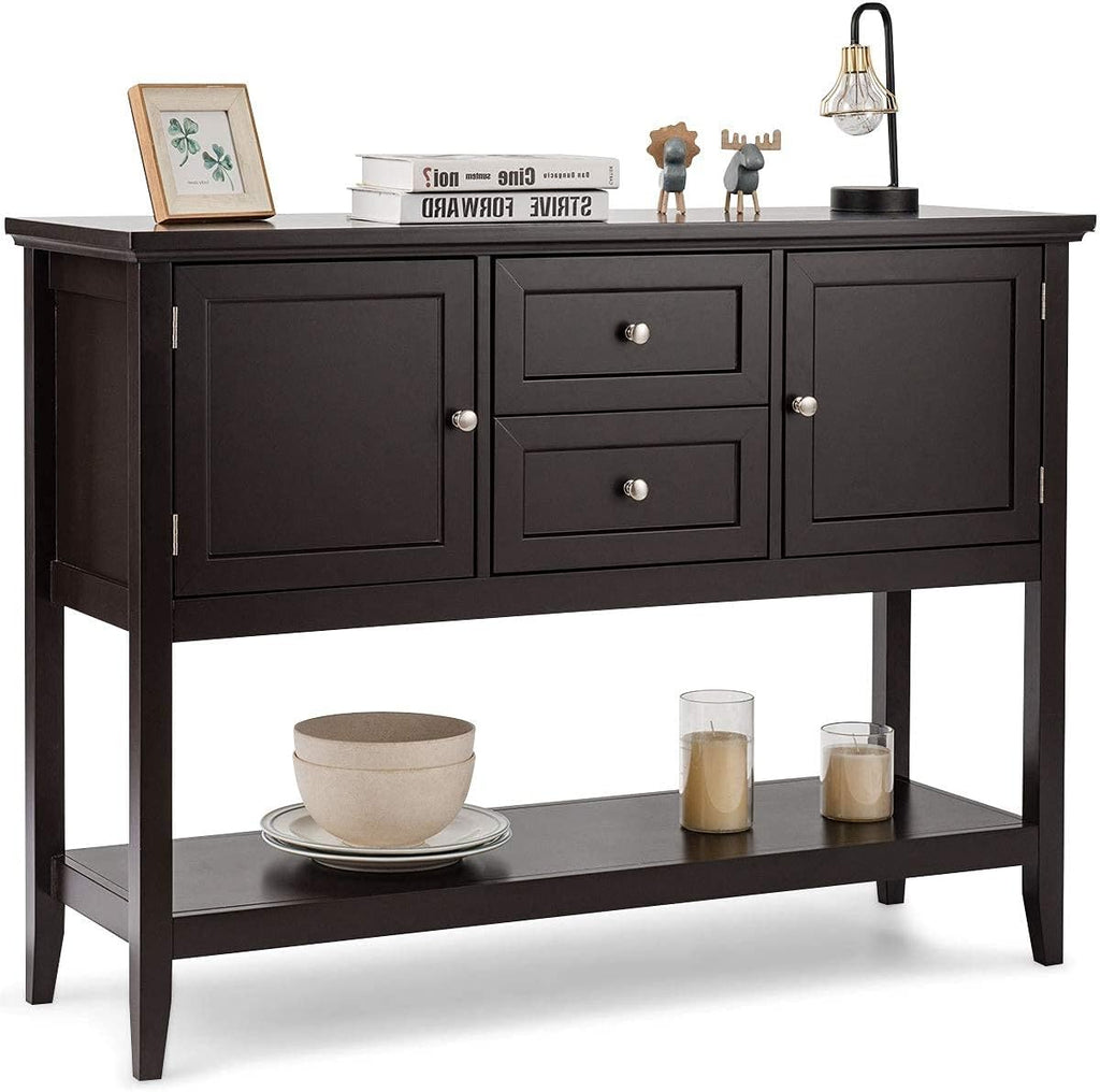 Grey Wooden Buffet Sideboard with Storage Shelf, 2 Drawers & 2 Cabinets Q428946