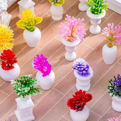 10PCS Mini Flowers Miniatures for Fairy Garden Figurines Accessories Tiny Potted Plants V485698