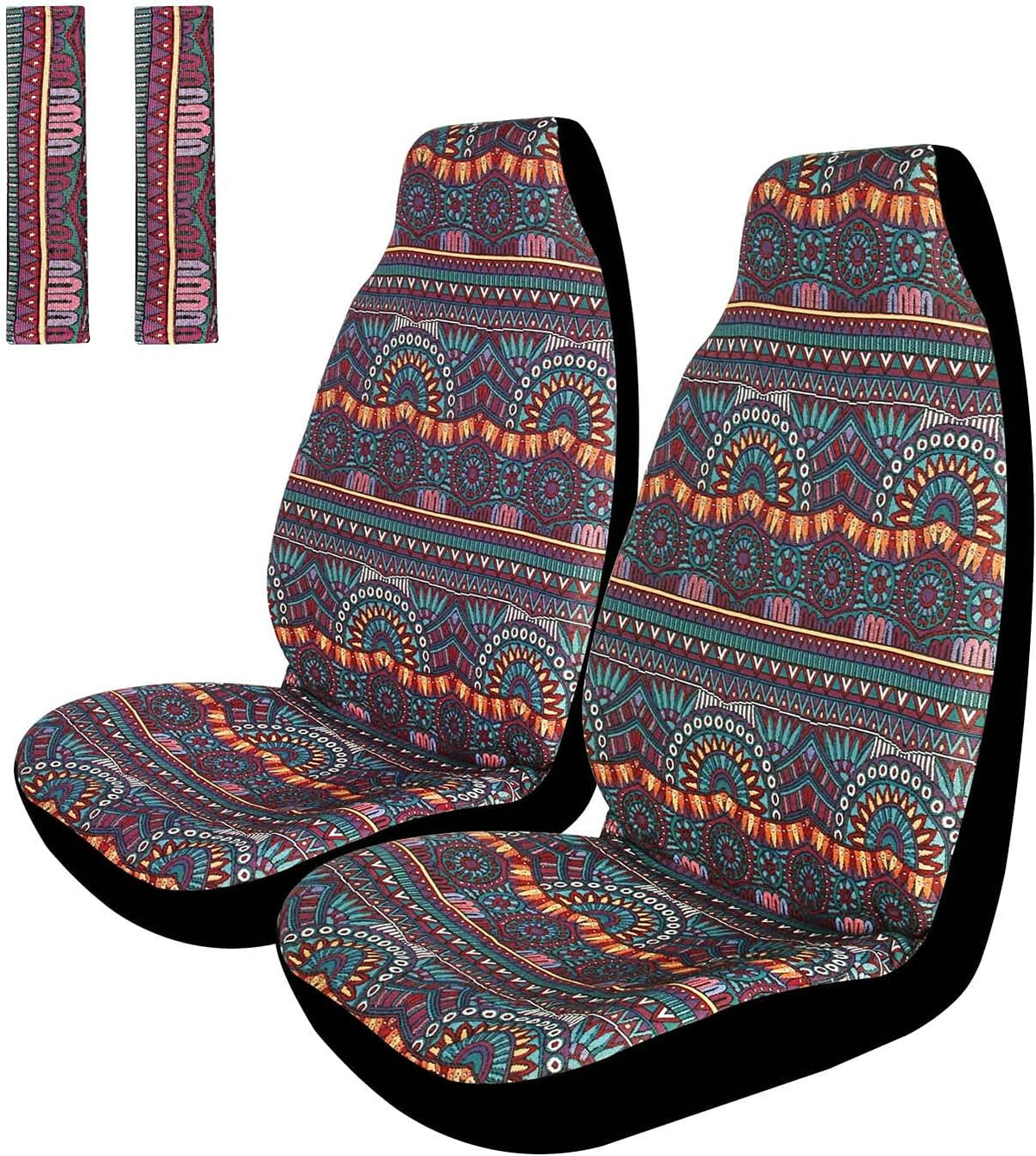 Colorful 4pc Front Seat Covers with Seat-Belt Pad Protectors Q561