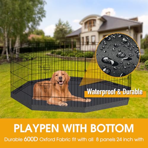 Black 8 Panel 24 Inch Pet Playpen A56281