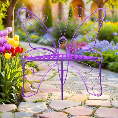 Black Metal Butterfly Outdoor Bench S530017