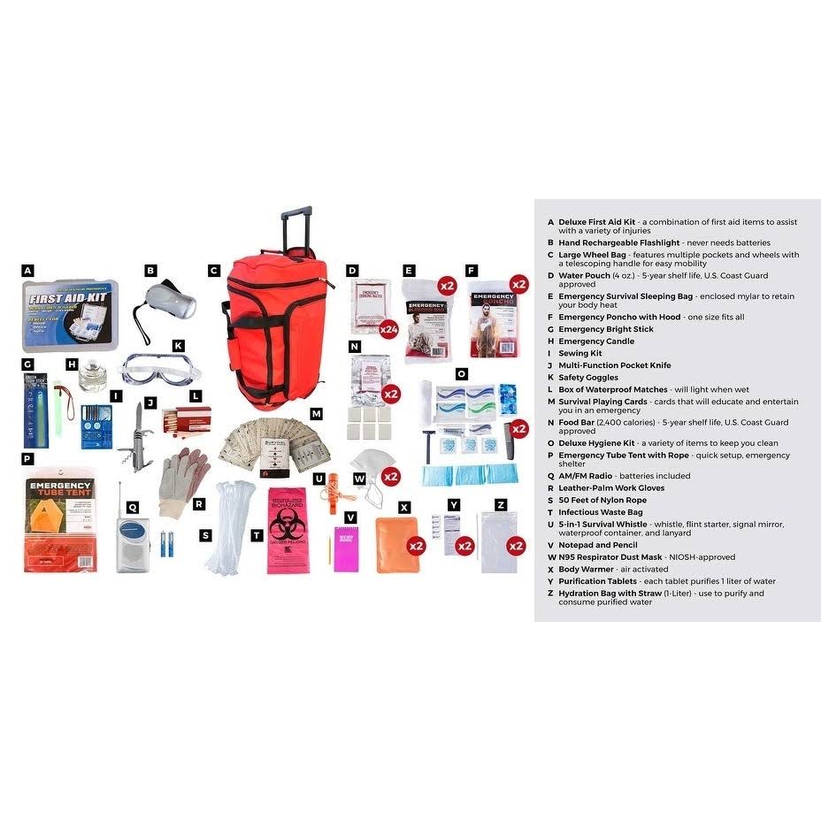 2 Person Survival Kit with Red Wheel Bag K425659