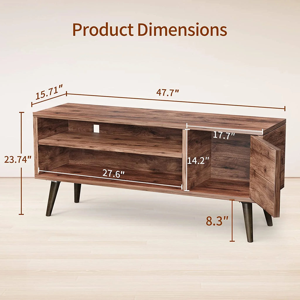 Walnut TV Stand with Storage Cabinet for TVs up to 55 inch W95931