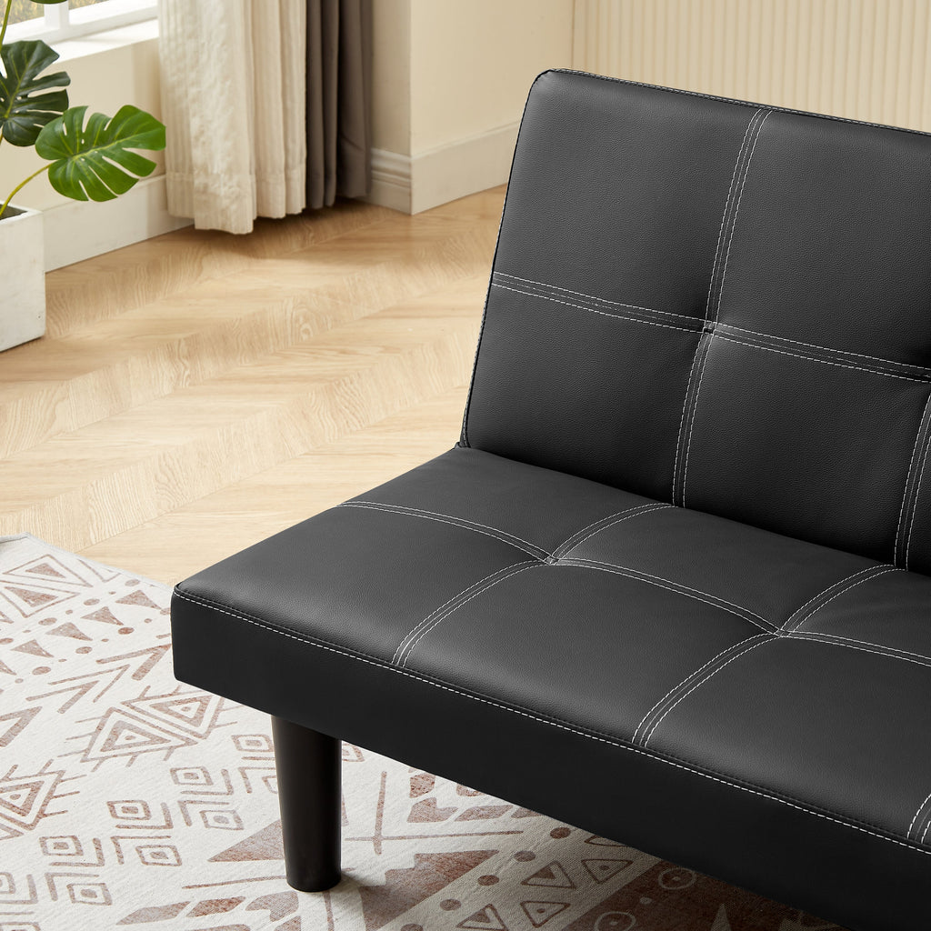 Black PU Convertible Sofa Bed M71558