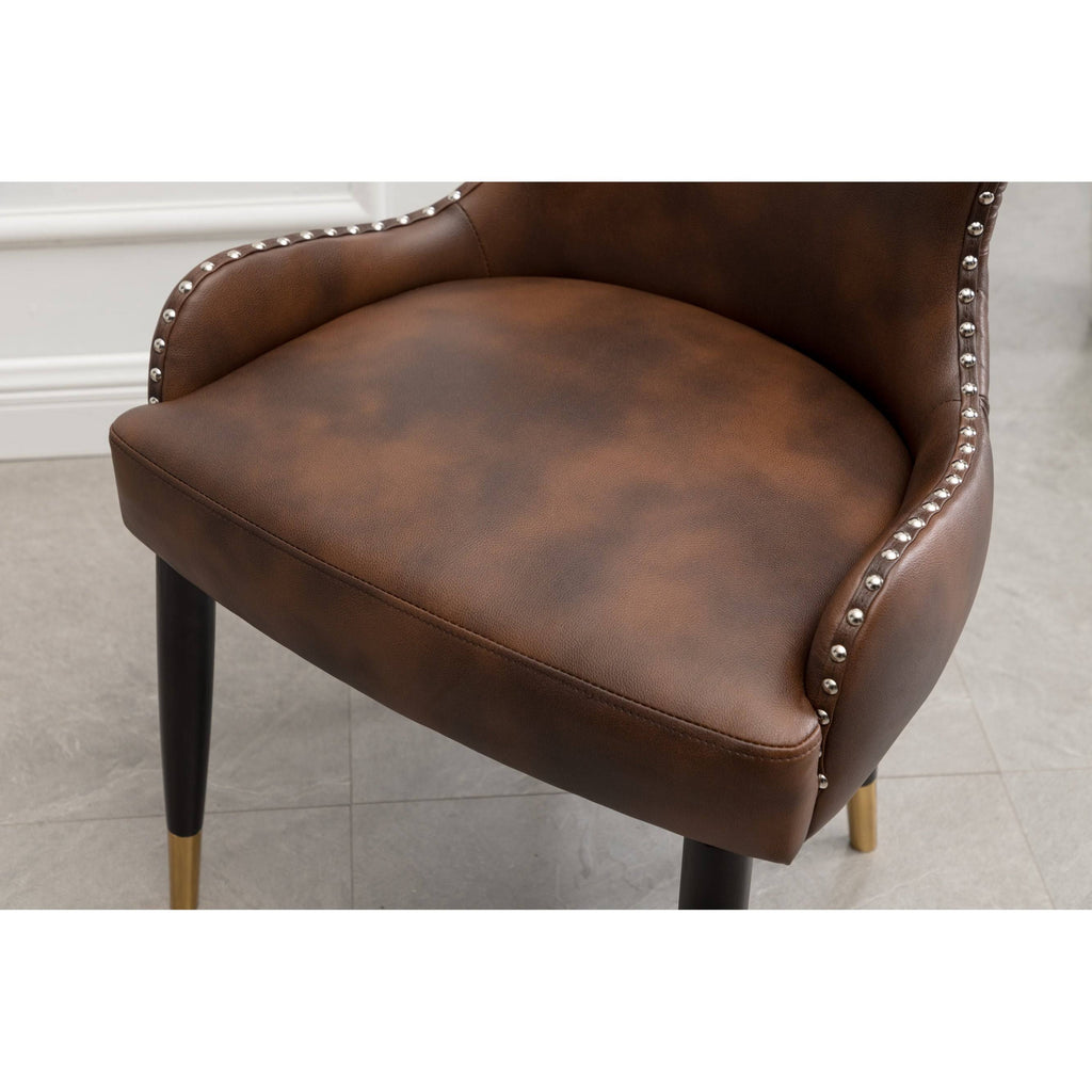 Brown Faux Leather Tufted Accent Chair C274851