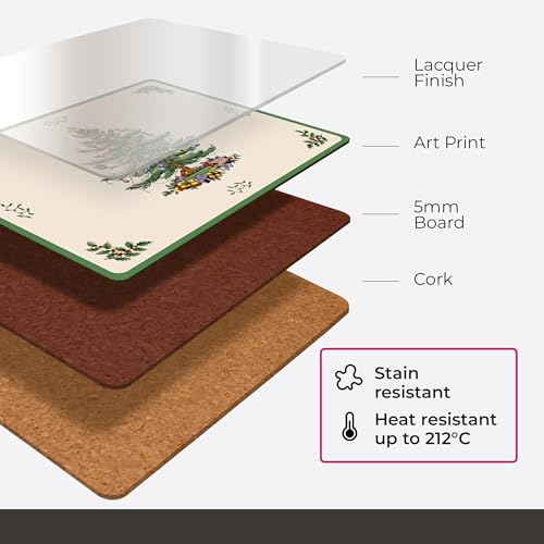 Christmas Tree Placemats & Coasters Set Cork Back N4450