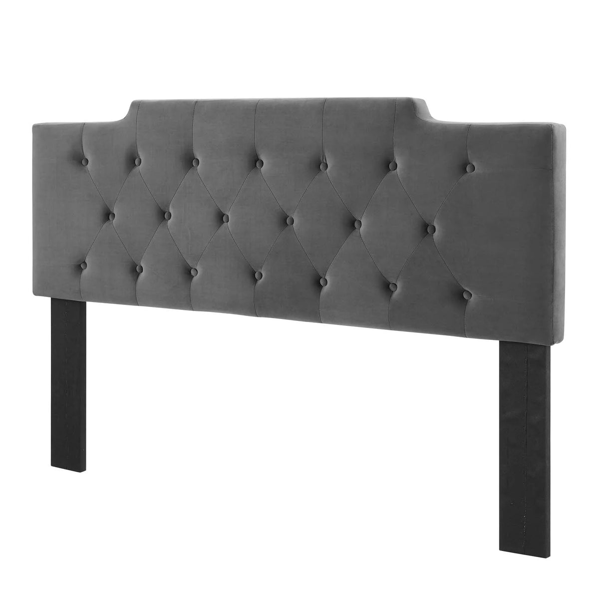 Dark Grey Velvet Tufted Twin Size Headboard T1227